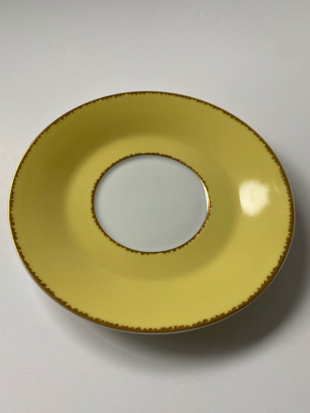 Vintage 80s Christian Lacroix Paris Follement Yellow Saucer with Gold Trim
